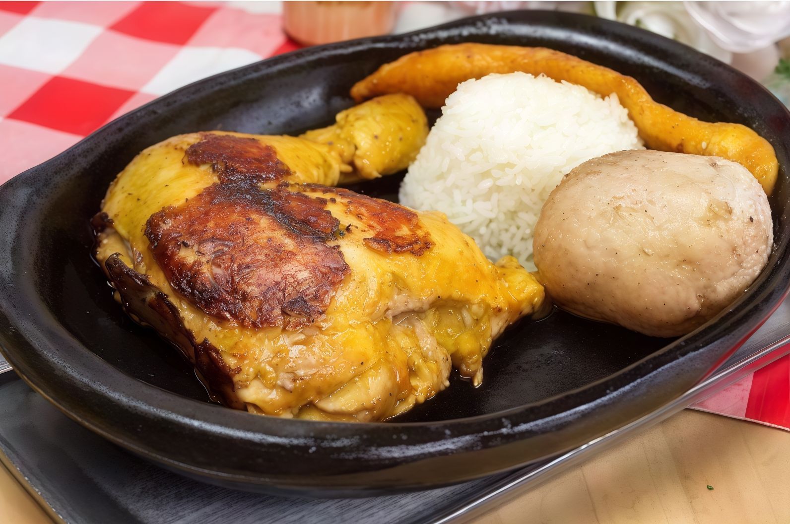 Pollo asado con arroz