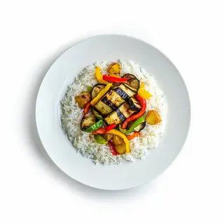 09 Tres aromas de la tierra (berenjena, patatas, pimiento) y arroz
