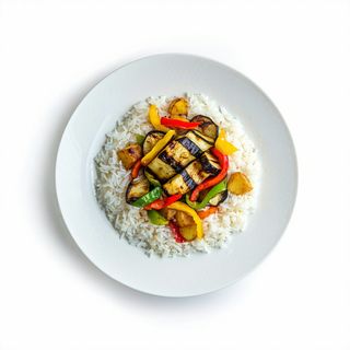 09 Tres aromas de la tierra (berenjena, patatas, pimiento) y arroz