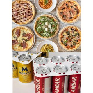 2 Pizzas Clasicas + 4 Latas De Cerveza