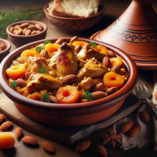 Tajin de pollsatre i albercocs