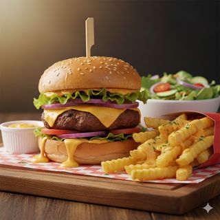 Комбо мено Чийзбургер с картофки+Салата Фреш