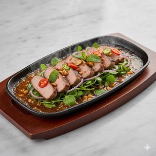 Cerdo Sobre Bandeja Quemada