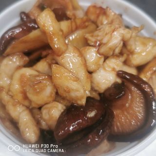 Pollo con bambú y seta china