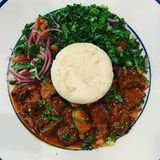 Swallow With Egusi and Goat Meat