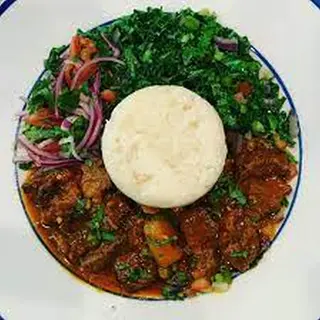 Swallow With Egusi and Goat Meat