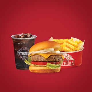 Cheeseburger + pomfrit + Pepsi