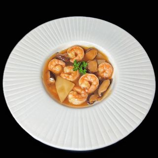 180. Gamberi * con bambù e funghi