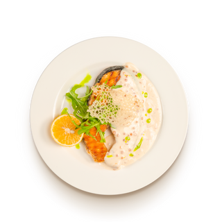 Семга с соусами "Розовый" и "Тартар" (200 гр.)