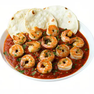 Langostinos A La Diabla Con Tortillas
