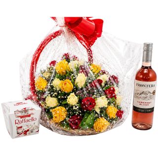 Luxury Rose Basket + Wine