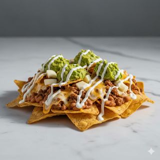 Nachos mixtecos con carne picada de ternera aliñada