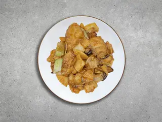 Pescado con Bambú y Setas Chinas