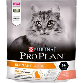 Purina Pro Plan Elegant - Сухий корм для кішок з чутливою шкірою та від випадання вовни, з лососем, 400 г