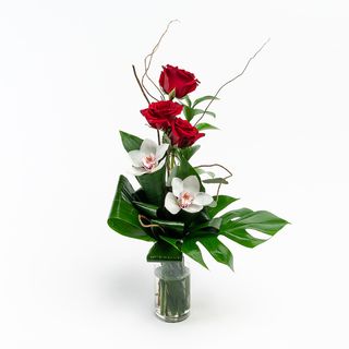 Cherry Ramo de rosas e orquídeas M 