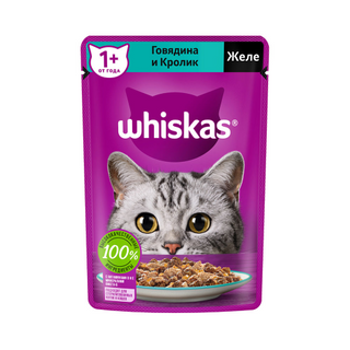 Влажный корм WHISKAS® для кошек, желе с говядиной и кроликом, 75г 4660085513961