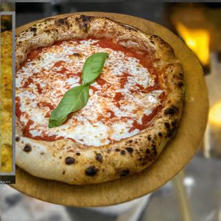 Focaccia fritta con burrata, mortadella, pistacchio