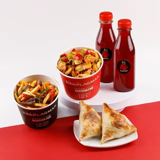 Комбо микс Фри с мясом и Лагман с курицей (900г)