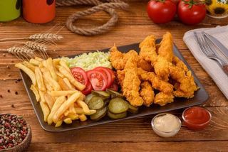 Crispy, cartofi + salata