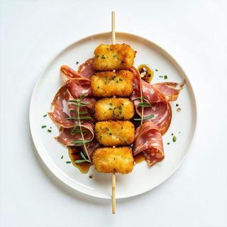 Spiedino di panelle e mortadella