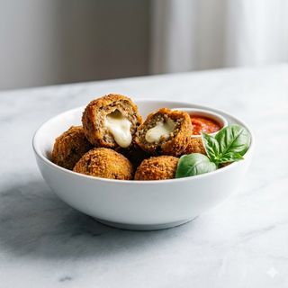 Polpettine di melanzane ripiene di mozzarella di bufala