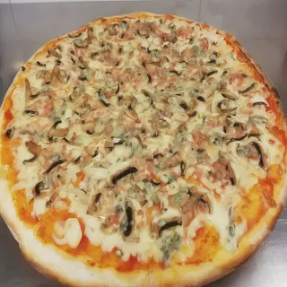 Pizza Champiñones, Bacón y Roquefort (24 cm.)