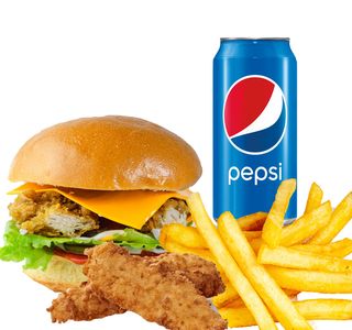 I მიქსი: ჩიზბურგერი, 2 ნაგეთსი, პატარა ფრი + პეპსი