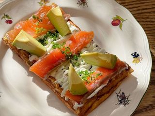 Zucchini Waffles with Salmon