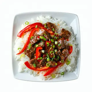 04 Arroz blanco con ternera con pimiento