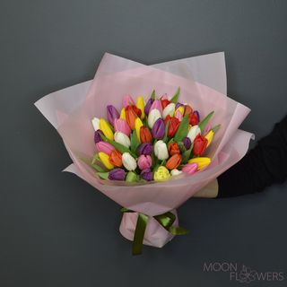 Buchet din 51 lalele multicolore