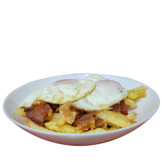 138. Huevos rotos con torreznos de Soria 