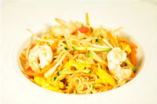 Ramen saltato gamberi