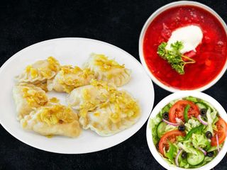 Zestaw 100Og: Pierogi Ukraińskie 7 szt + Zupa + Surówka