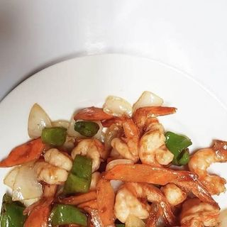 Verduras con gambas