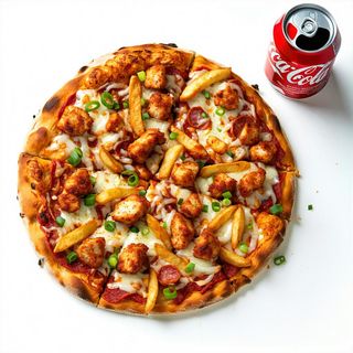 Pizza pollo e patate fritte + Coca-Cola lattina 33 cl