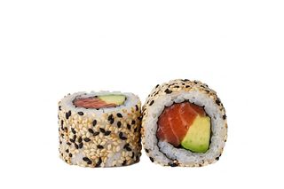 Uramaki De Salmón Con Aguacate Y Sésamo (8 Pzas.)