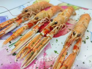 Scampi al cognac
