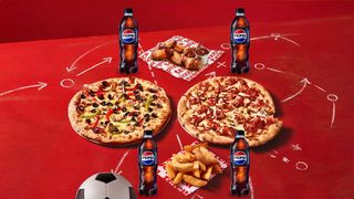 Combo futbolero: 2 Pizzas medianas + Patatas + Alitas + 4 bebidas