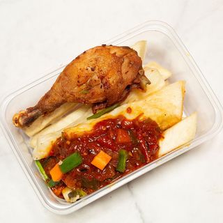 Fried  yam and chicken