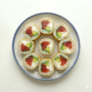 Lámina De Soja Con Salmón Con Aguacate Y Queso Crema (9 Uds.)
