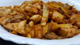 82. Телешко пържено с люти чушки