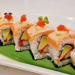 Aburi salmon y langostino roll 8uds