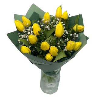 15 lalele Galbene în Buchet