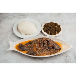 Coconut Fish +  Ugali and Greens