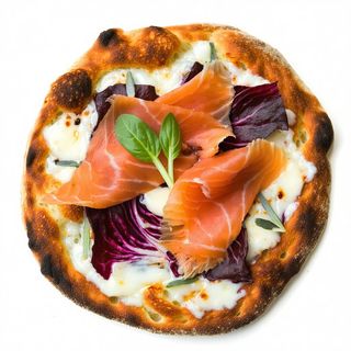 Radicchio e salmone - pizza bianca