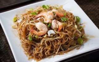 Spaghetti di soia saltati con gamberi虾仁粉丝