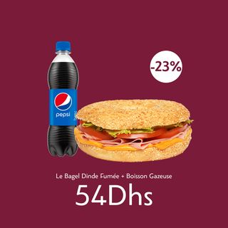 Le Bagel Dinde Fumée + Boisson Gazeuse