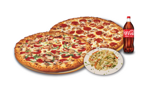 2 Pizzas grandes y bebida grande