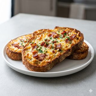 Pan Con Ajo, Queso Y Bacon (Ración)