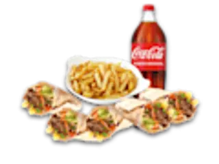 2 Durum + 2 Kebab + Patatas Fritas + 6Ud. Alitas O Nuggets + Coca-Cola Sabor Original botella 2L.